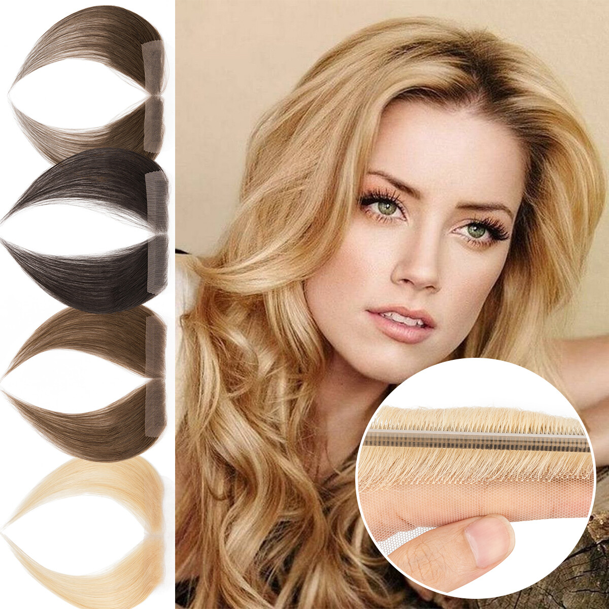100% Human Hair Front Hairline Cover UP Topper Hairpiece Toupee For Women Lace