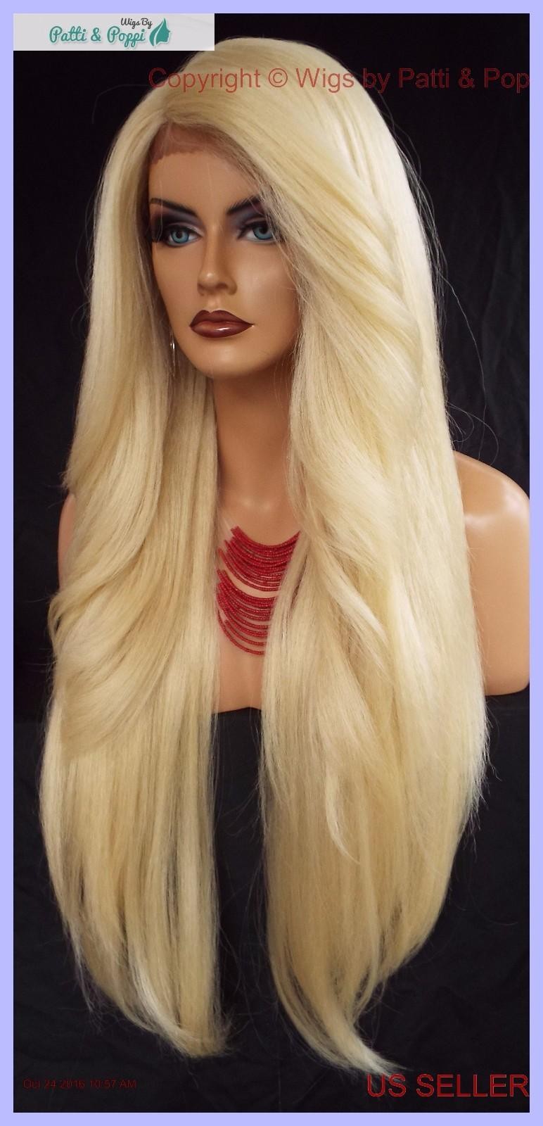 25″ Lace Front Wig Deep C-Part Heat Safe Straight Hair Color 613 Unisex