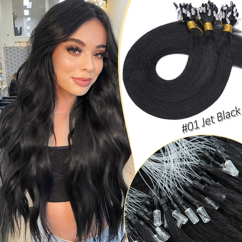 200Strands Micro Beads Thick Real Human Remy Hair Extensions Loop Ring Highlight