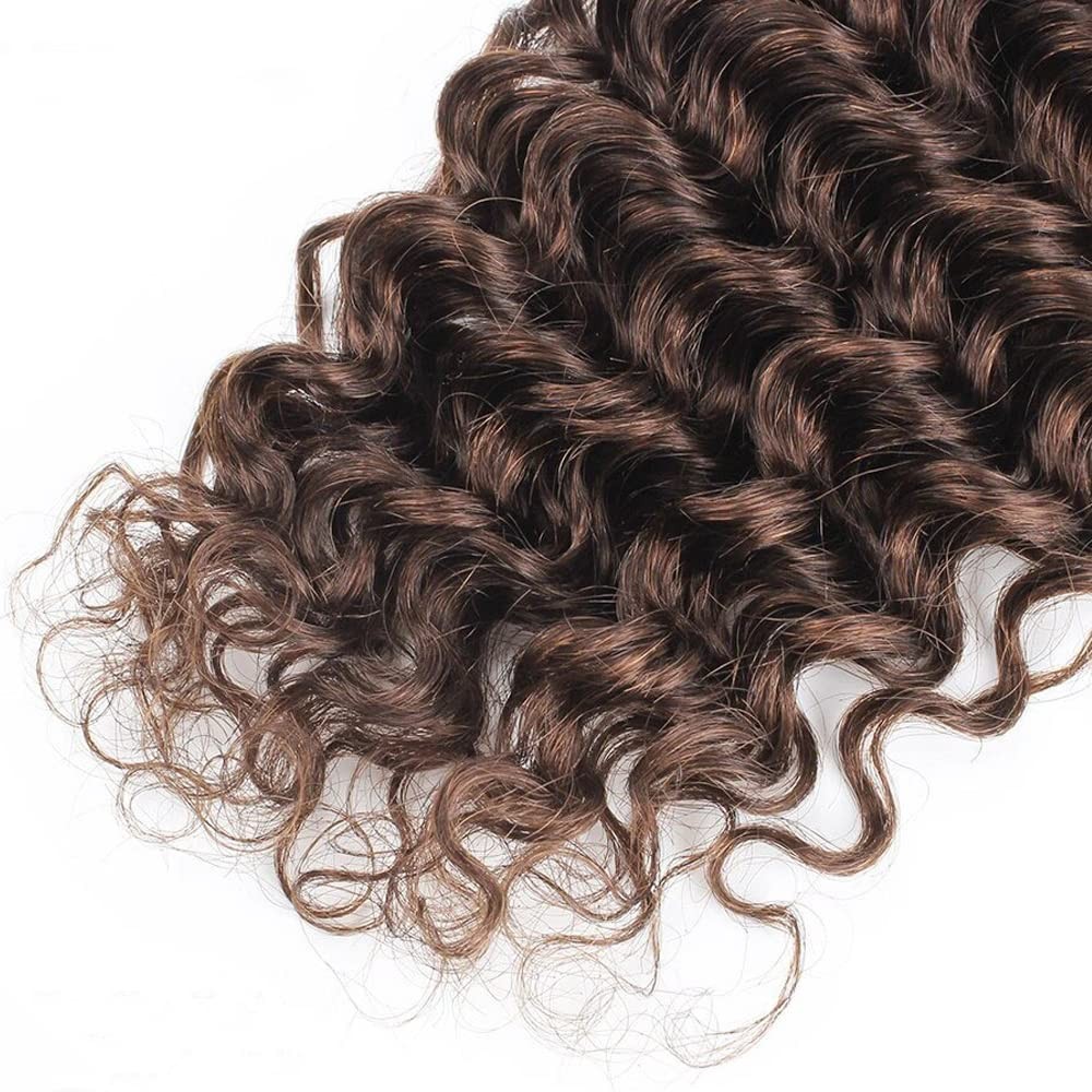 Raivide Color 4 Bundle Dark Brown Deep Wave Human Hair Bundles Chocolate Brown