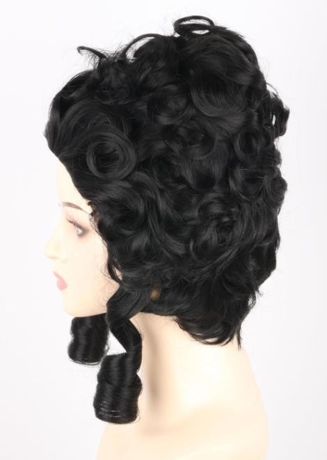 Black 18th Century Colonial Wig for Adult Women Victorian Queen Cosplay Wig