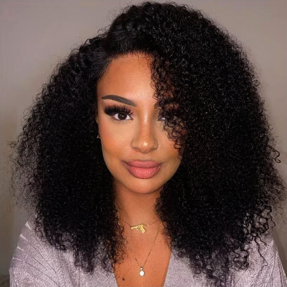 UNice Cambodian Kinky Curly Human Hair Extension Bundles with Lace Closure Weave