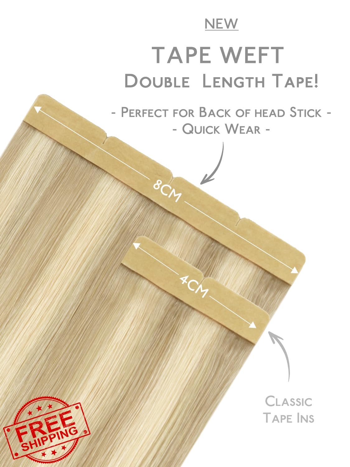 Wennalife 24in 50g 10pc 8cm ombre tape hair extensions