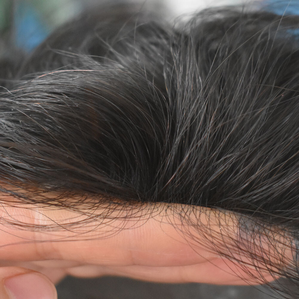 Ultra Thin Skin Mens Toupee Invisible Men Hair Replacement System Poly Hairpiec