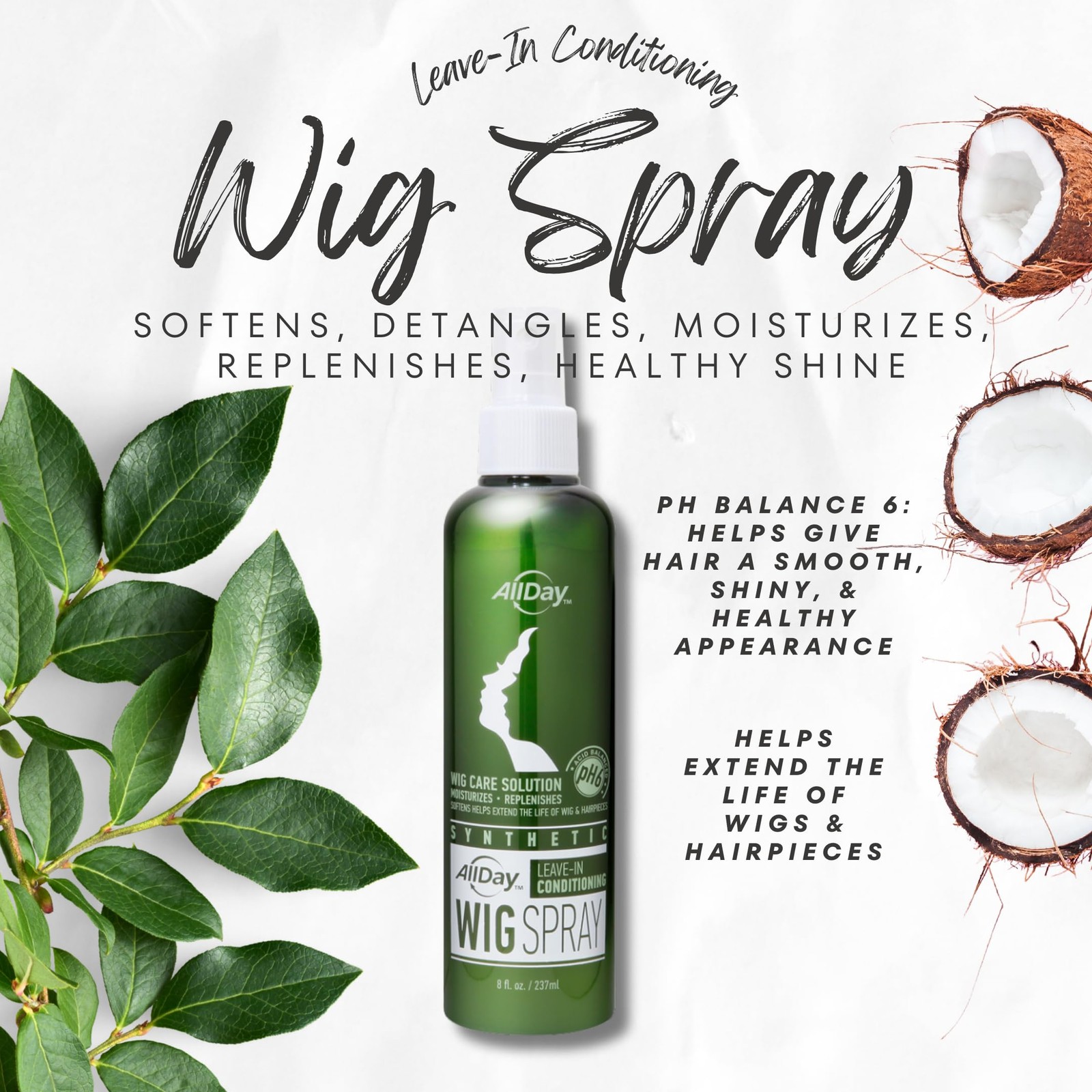 Synthetic Wig Spray – Refreshing Leave-In Conditioner for Synthetic Hair, Det…
