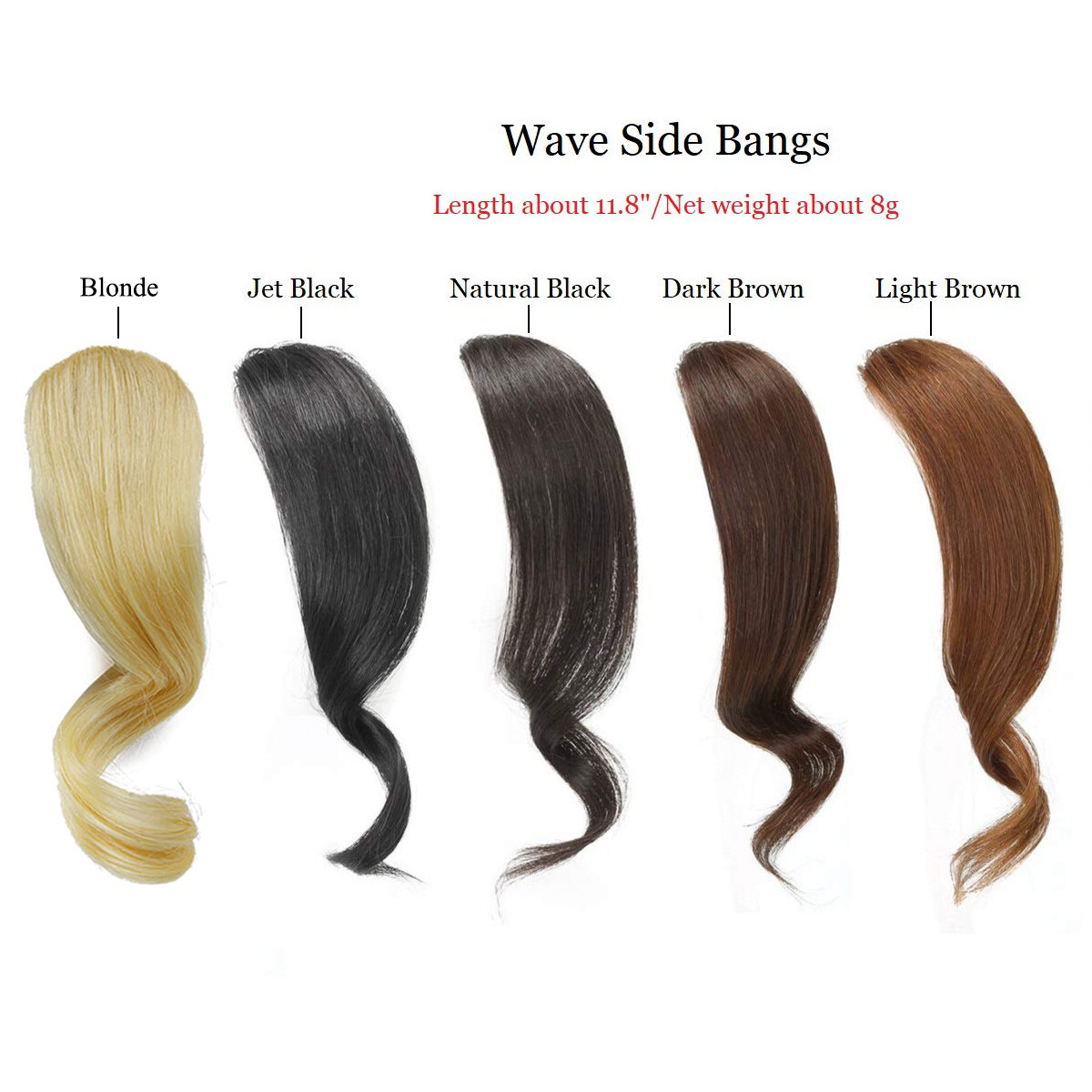 Wavy Side Bangs 100% Remy Human Hair Fringe Front Bangs Clip in Hair Extensions