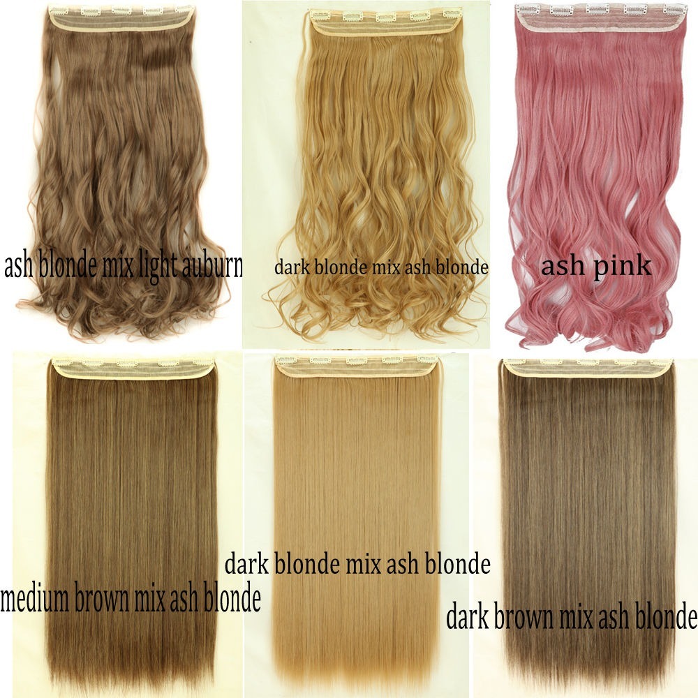 Real Thick AS Human Hair 1Piece Full Head Clip In Hair Extensions Straight Wavy