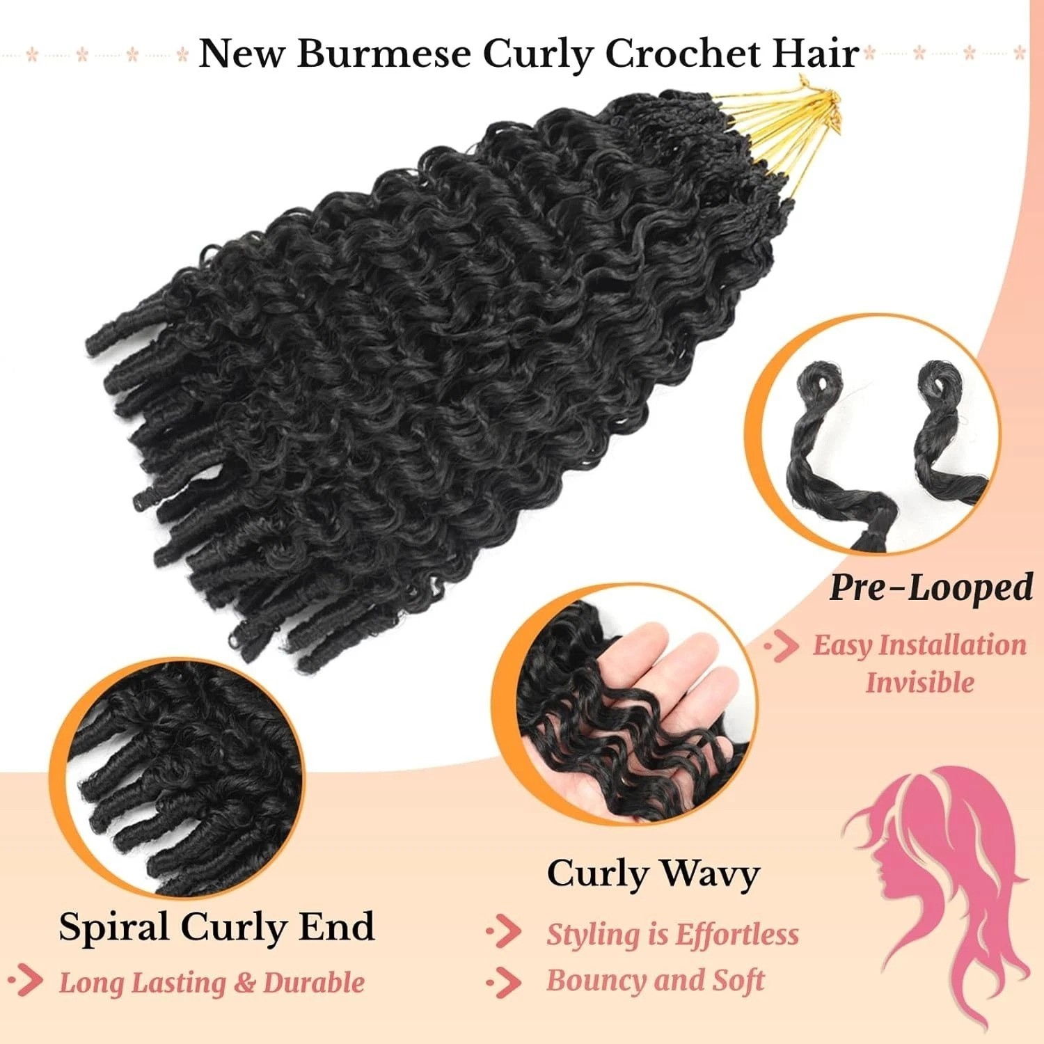 8 Packs 14 Inch Burmese Curly Crochet Hair – Effortless & Knotless Installation