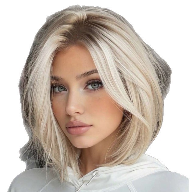 Middle Part Golden Short Straight Synthetic Rose Net Full Head Wig for Women