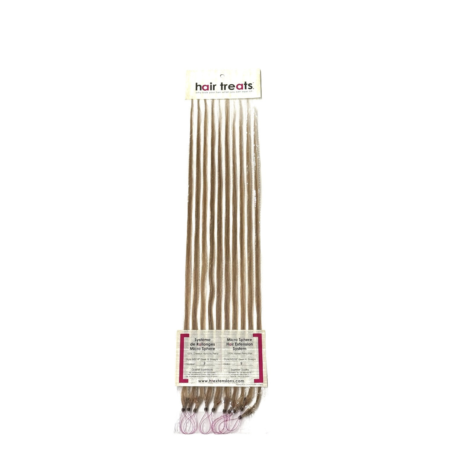 Hair Treats Extensions Micro Sphere System 18” #9 Remy 100% Human Hair Blonde
