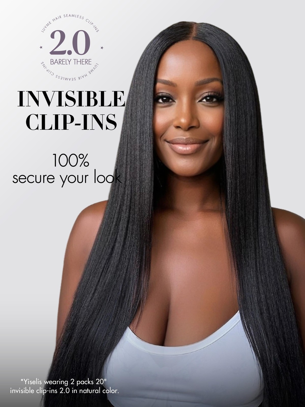 Invisible Yaki Straight Clip in Hair Extensions Real Human Hair for , 2 Pack …