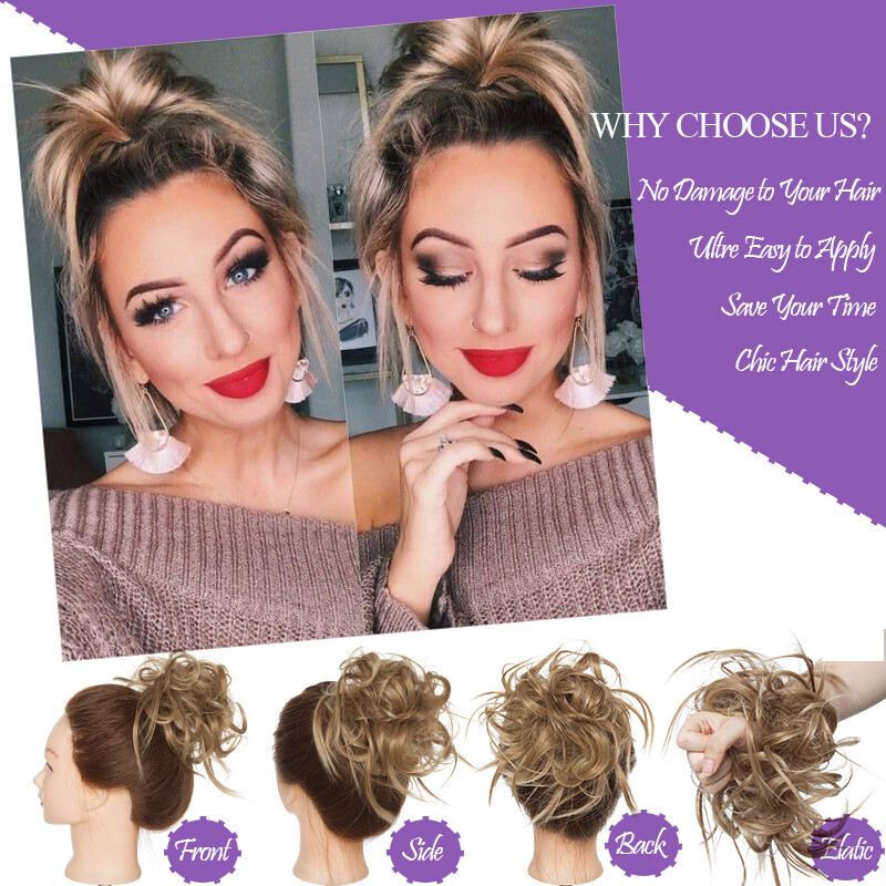 THICK X-LARGE Messy Bun Hair Piece Scrunchie Updo Wrap as Human Hair Extensions