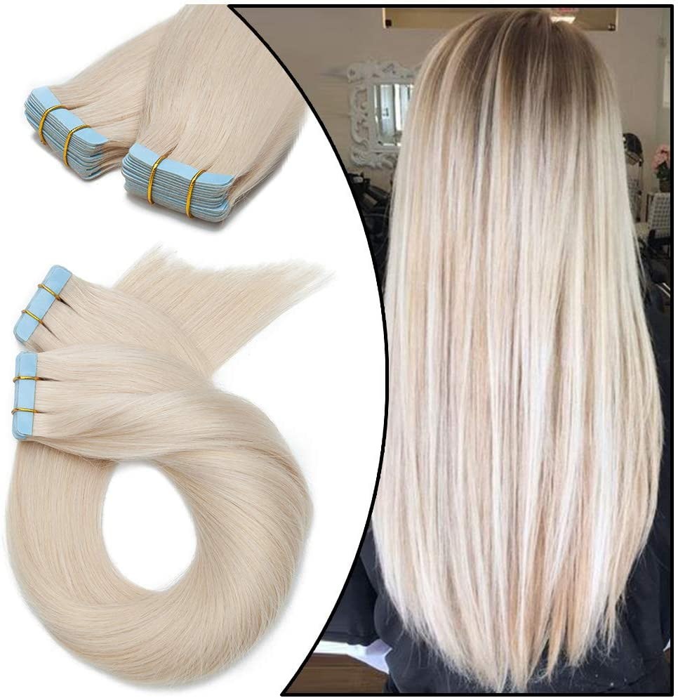 Double Sided Tape in Remy Human Hair Extensions Invisible Skin Wefts Highlight