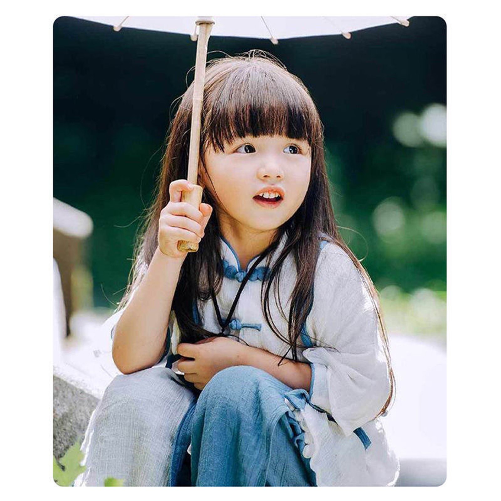 Children Wig Black Straight Hair Replacement For 3-8 Years Old Girls