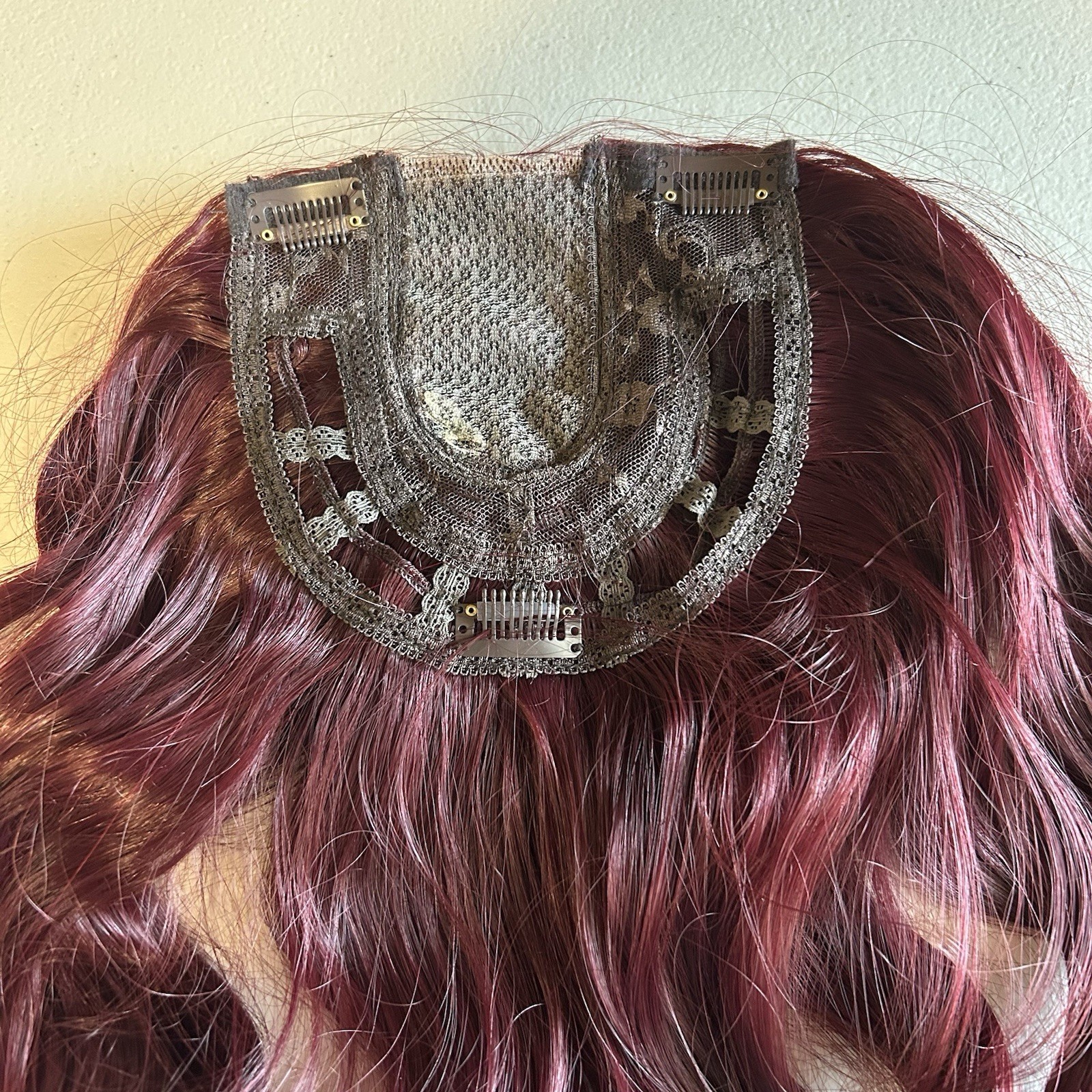 Burgundy Red Hair Toppers For Women With Thinning Hair,14 Inch Synthetic