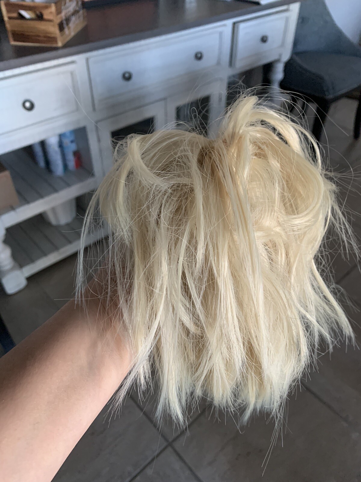 Blonde Messy Bun Hair Piece Scrunchie Updo Wrap Hair Extensions as Human