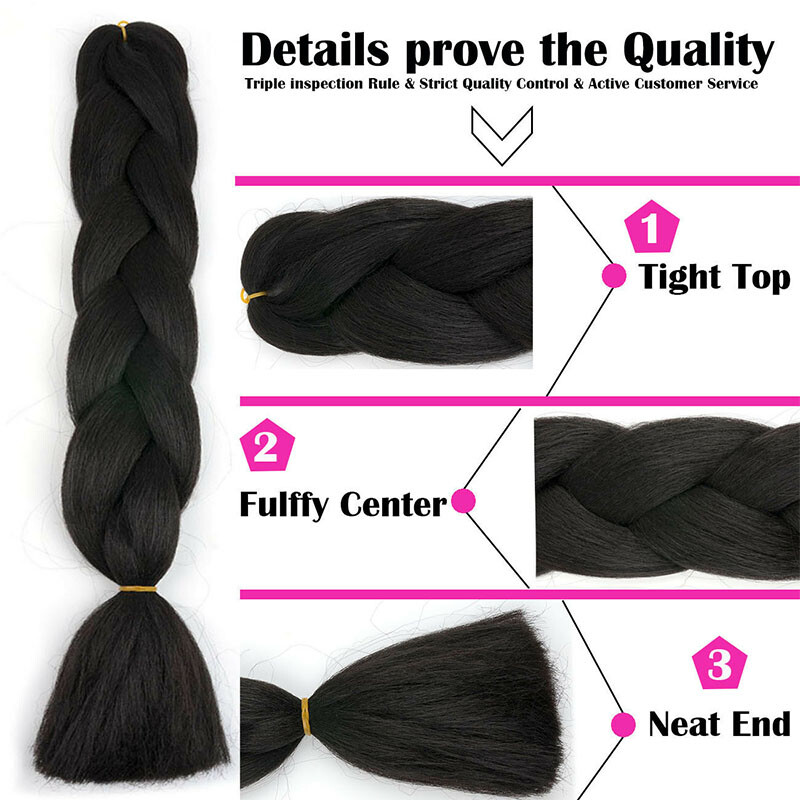 24″ Jumbo Braiding Hair Extensions Kanekalon Synthetic Yaki Afro Box Twist Braid