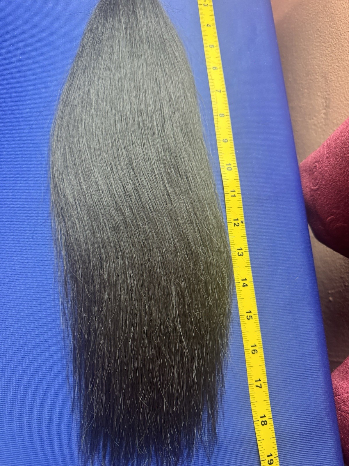 1563 Natural Black Human Hair 19 inch 82 G Long Straight Cut Hair Ponytail