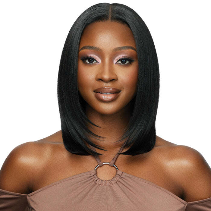 Outre Glueless Human Hair Blend 5X5 HD LACE CLOSURE WIG – HHB – NATURAL YAKI 14″