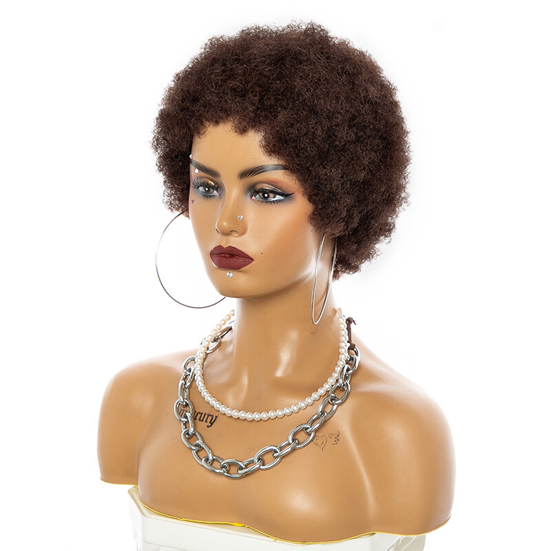 Afro Wigs for Black Women 100% Human Hair Kinky Curly Wig Soccer Fan Party Wigs