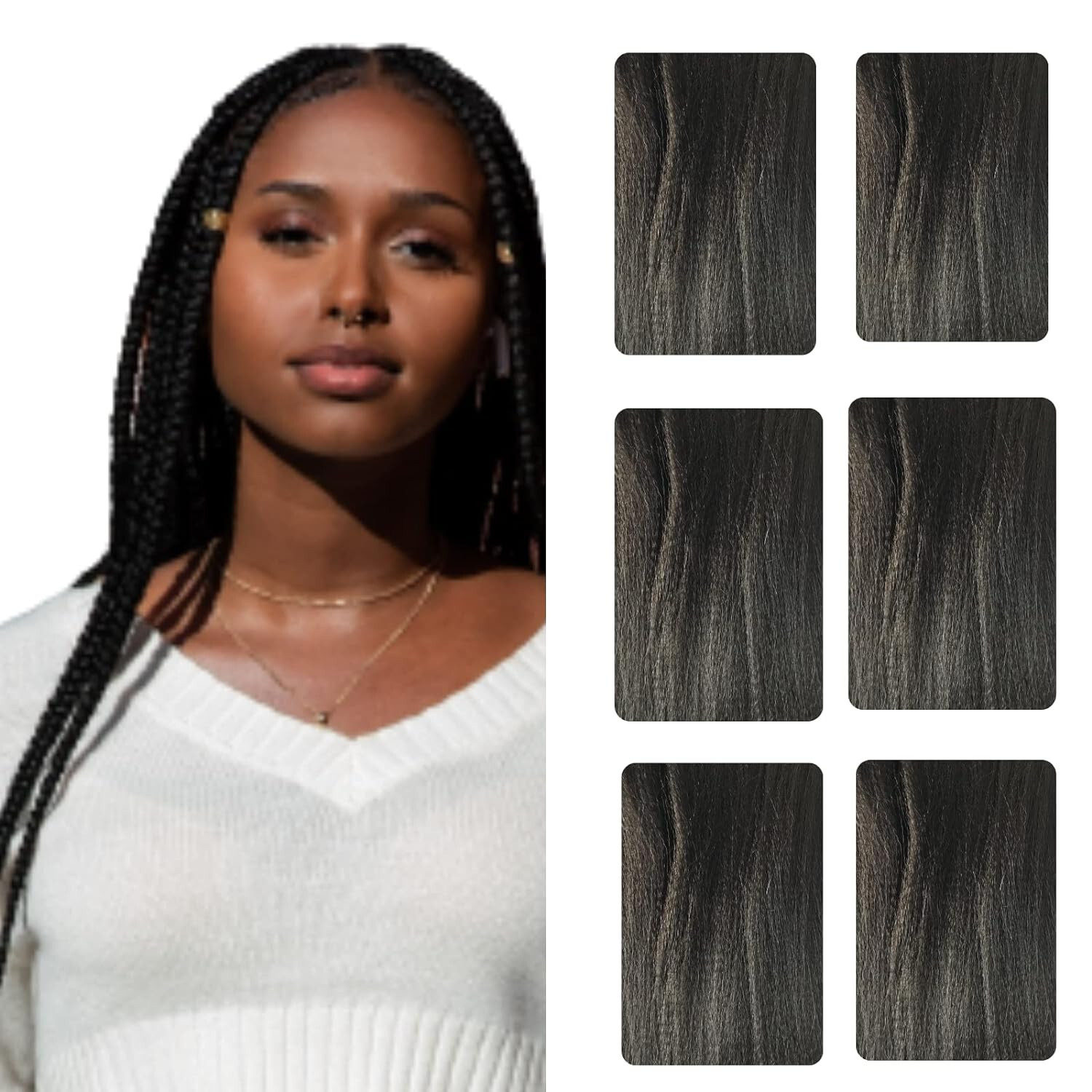 6 Pack 100% Kanekalon Pre-Washed/Stretched Braiding Hair 48″ Jet Black NEW