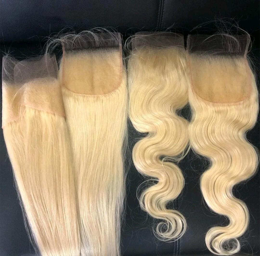 PERUVIAN PURE BLONDE 613# LACE CLOSURE 4X4/5X5/6X6/7X7/13X4/13X6 STRAIGHT/B WAVE