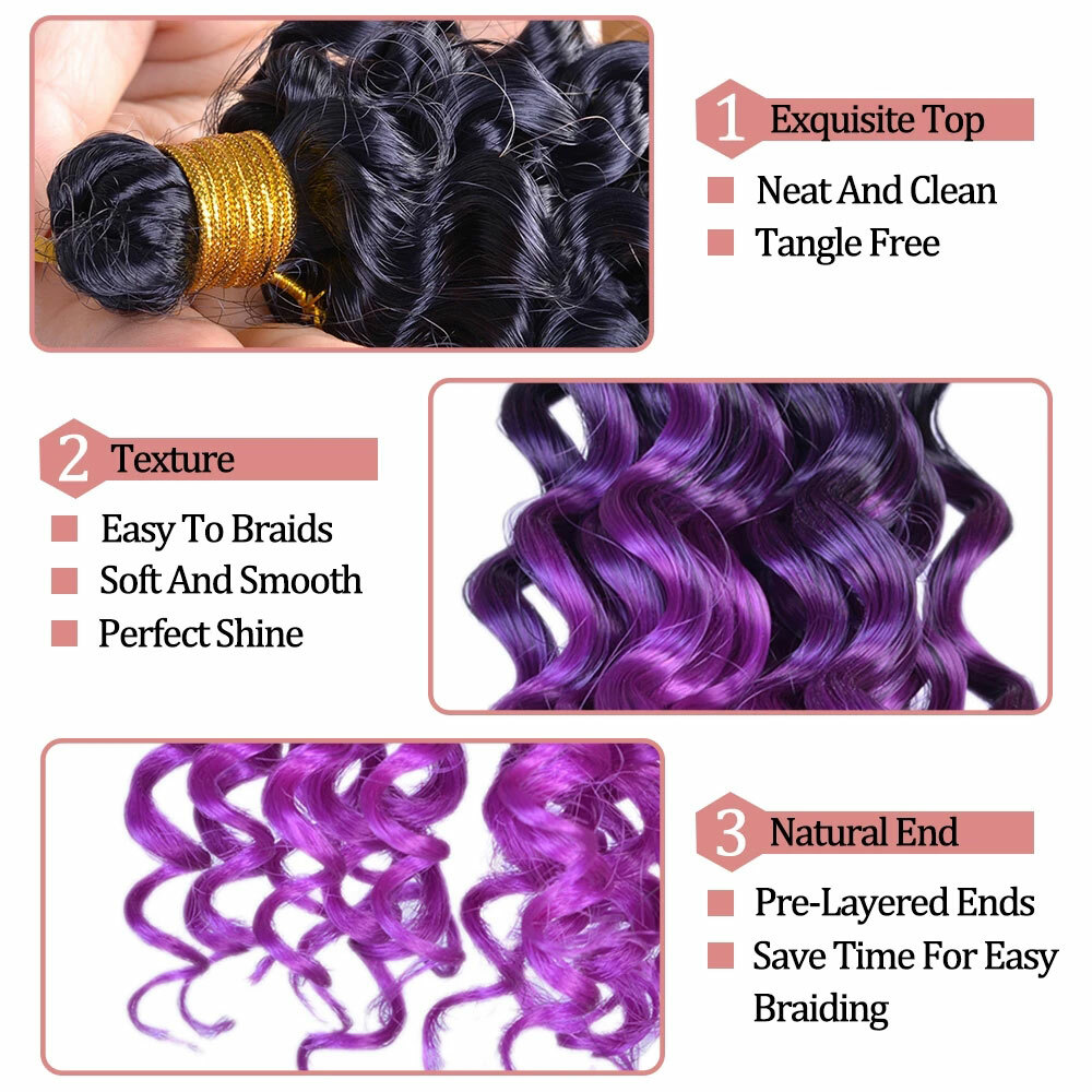 Water Wave Braids Curly Crochet Braiding Hair Extensions Boho Weave Braid Ombre