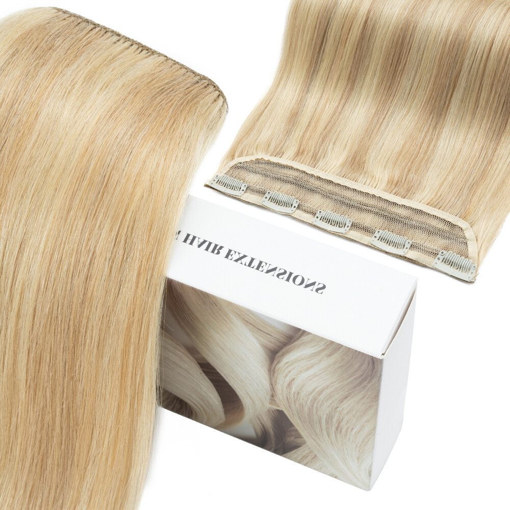 U Shape Russian 100% Remy Human Hair Extensions One Piece Clip In Weft Full Head