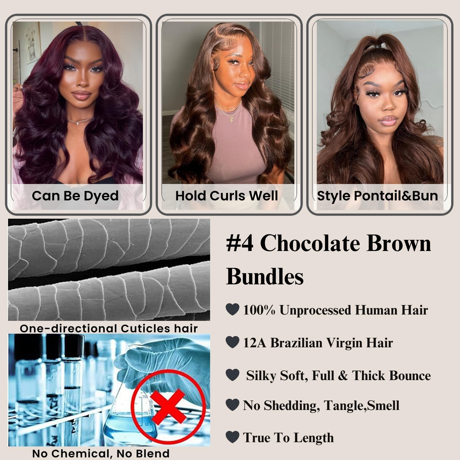 Alher 4 Chocolate Brown Bundles 2X6 Long Deep Part Closure 14 16 1814 In Dark