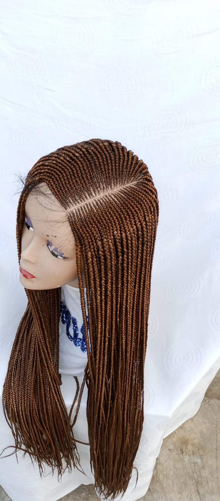 36in Lace Front Cornrow Braided Wig with Single Braids Back. Handmade Braid Wig