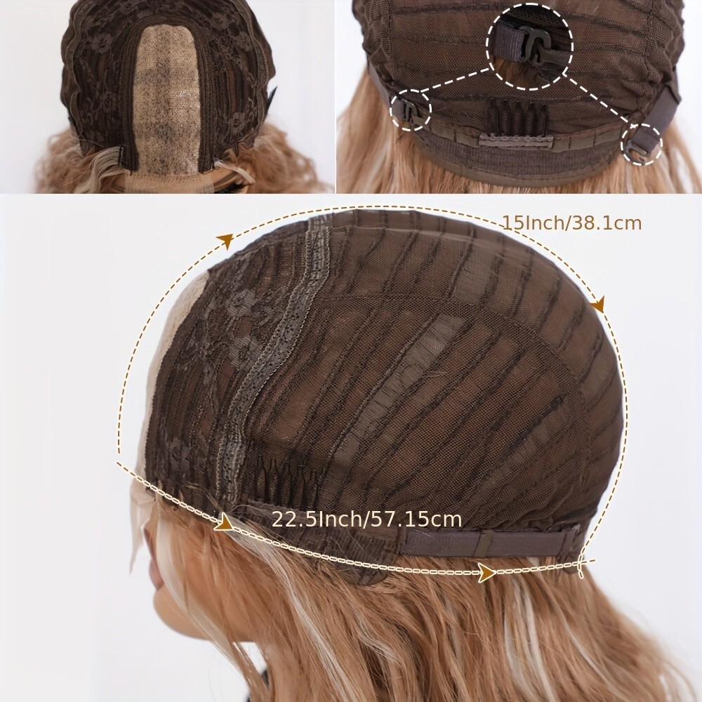 Ombre Brown Blonde Highlights Mixed Color Synthetic Wigs Middle Part Pre Plucked