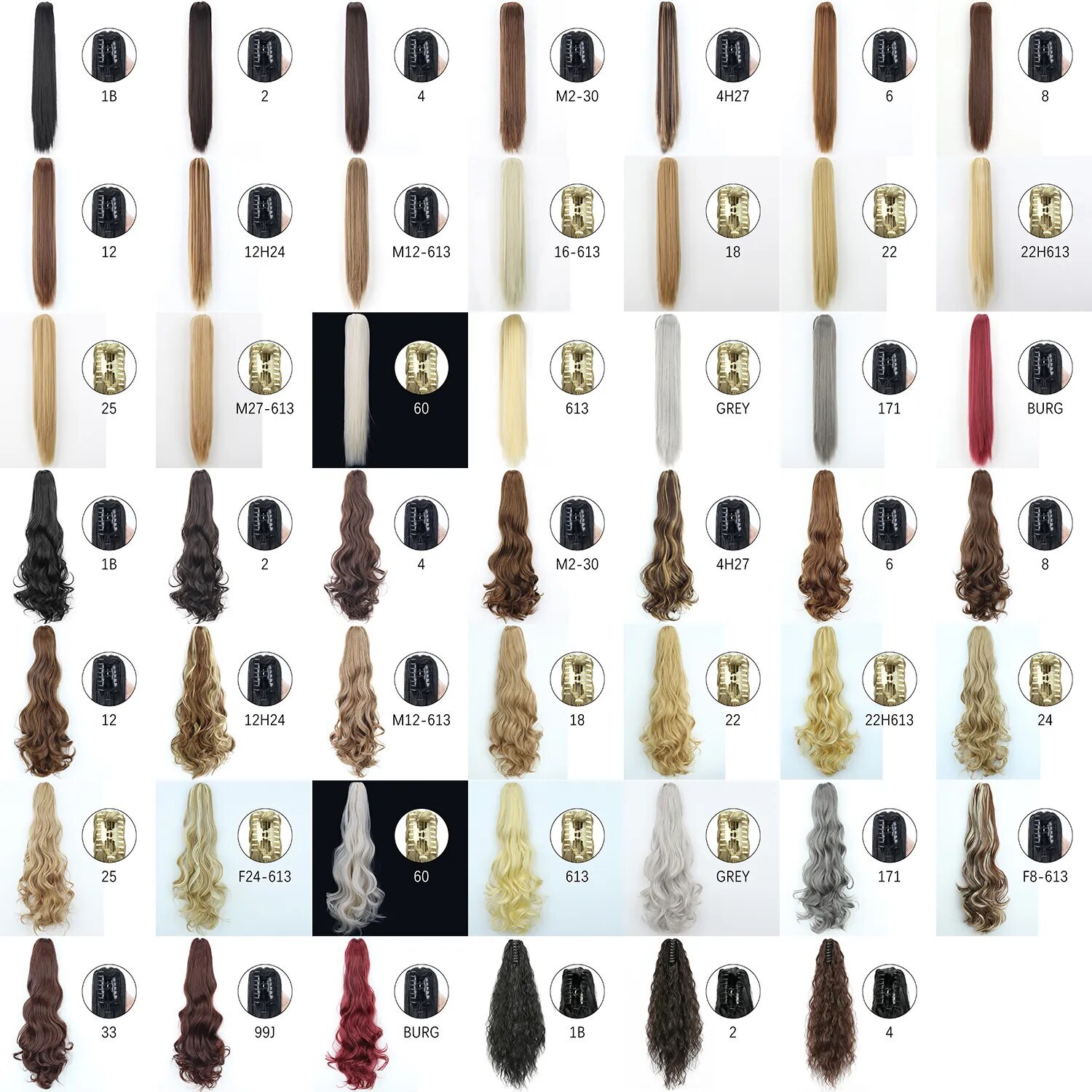 Long Straight Claw Clip On Ponytail Hair Extensions 24Inch Heat Resistant Pony