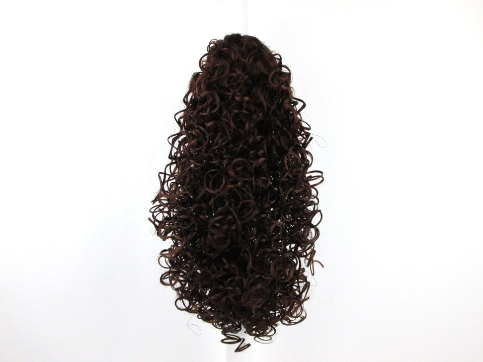 15″ LONG SPIRAL CURLS CURLY HAIR PONYTAIL HAIRPIECE CLAW CLIP WET LOOK POPPY