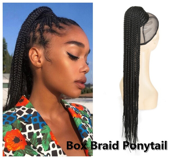 1 pc Box Braids Ponytail Hairpiece Drawstring Clip in Hair Extensions for Women