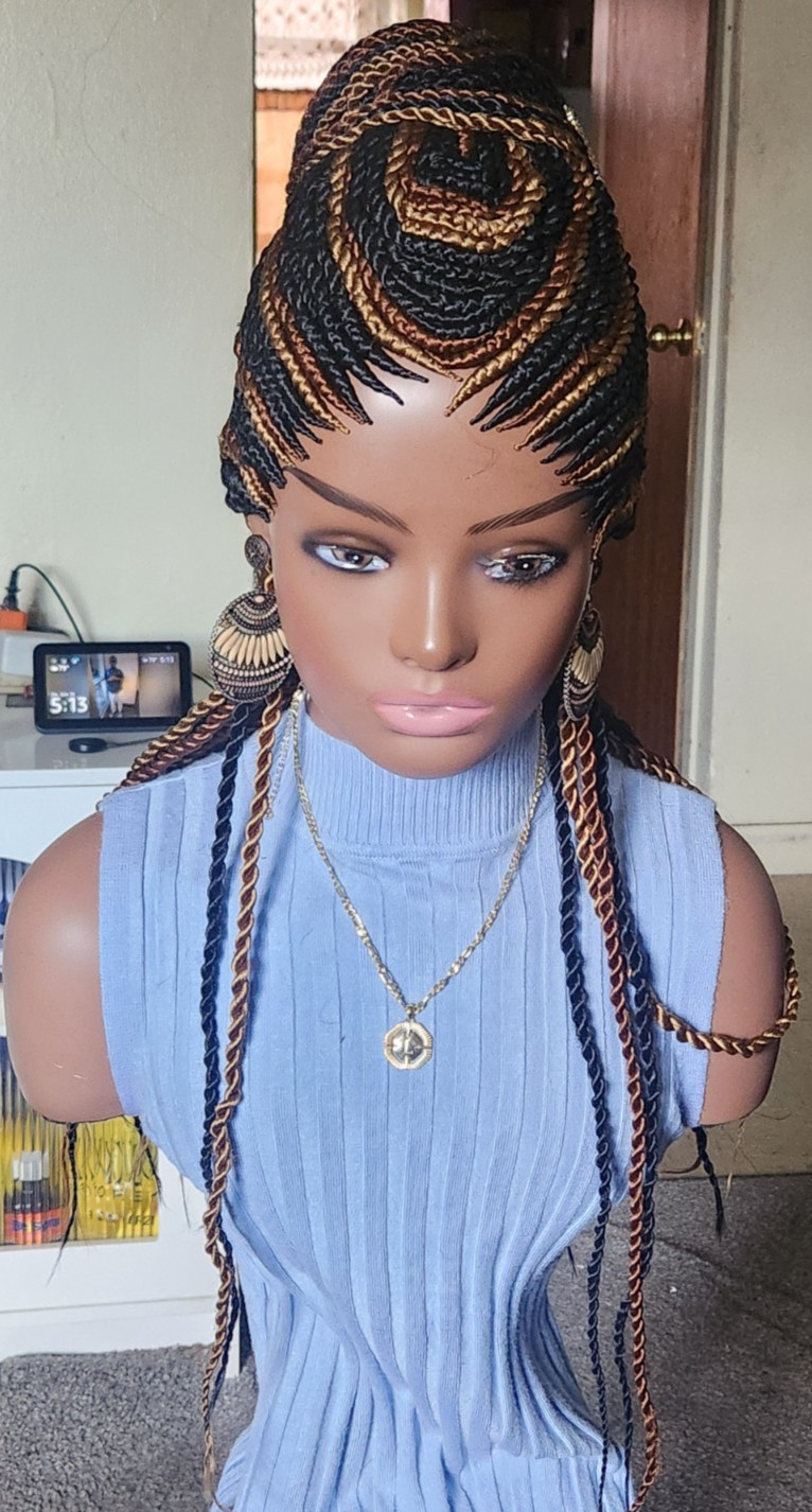 Fully hand braided senegale twist cornrows wig poney bout Multiple colors