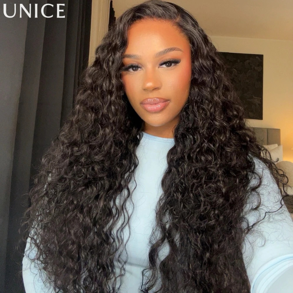 Water Wave Human Hair Wig with Invisi Drawstring & Baby Hair 7X5 Lace Pre Cut Pr