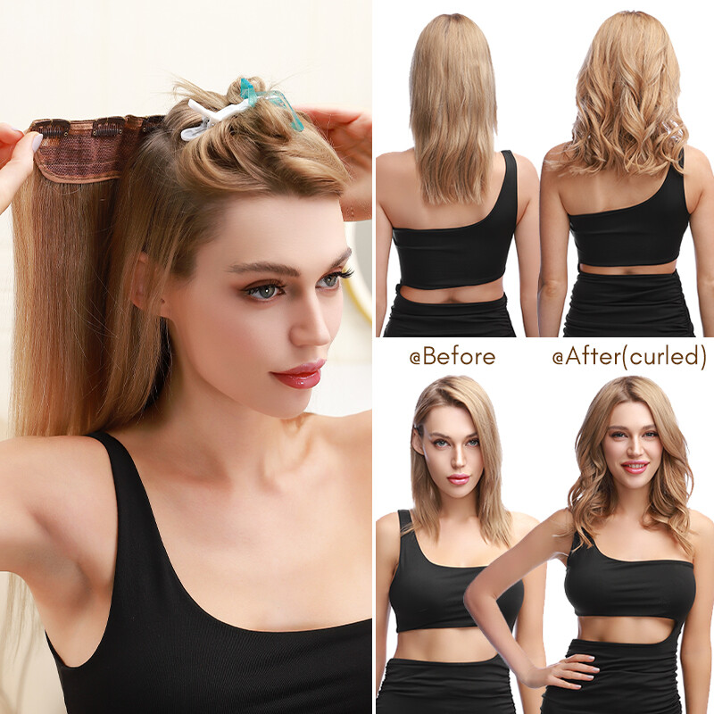 One Piece Clip in Remy Human Hair Extensions 1PCS Full Head Brunette Straight