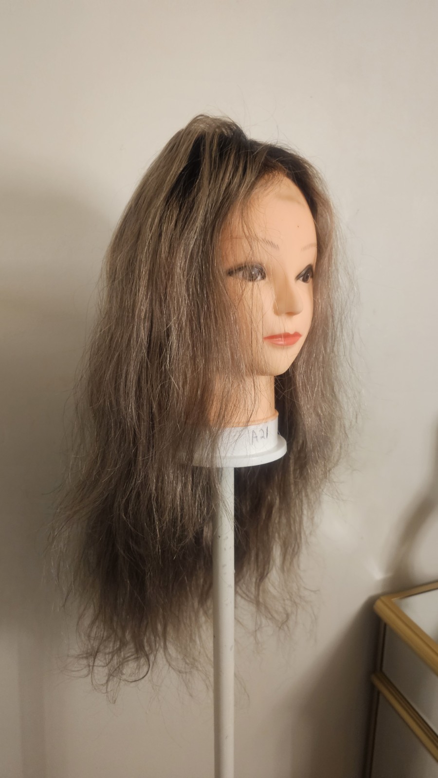 High Quality regular Top 22 to 24″ gray wavy 100% Virgin Human Hair Lace Wig