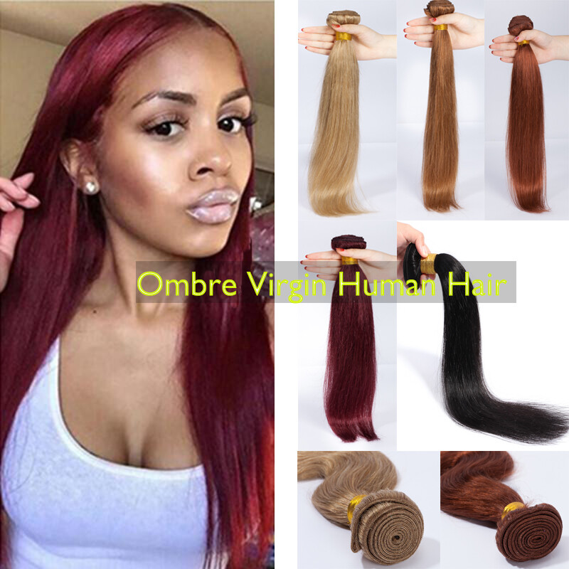1-3 Bundles Blonde Red 100% Virgin Human Hair Weave Straight Body Wave Thick CY
