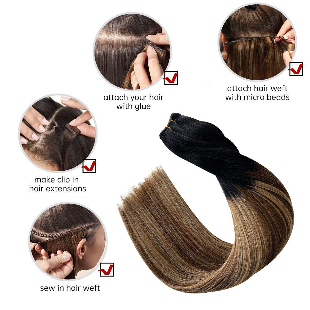Machine Weft Double Weft Sew-In Weave Thick Bundle Remy Russian Hair 16in-28inch