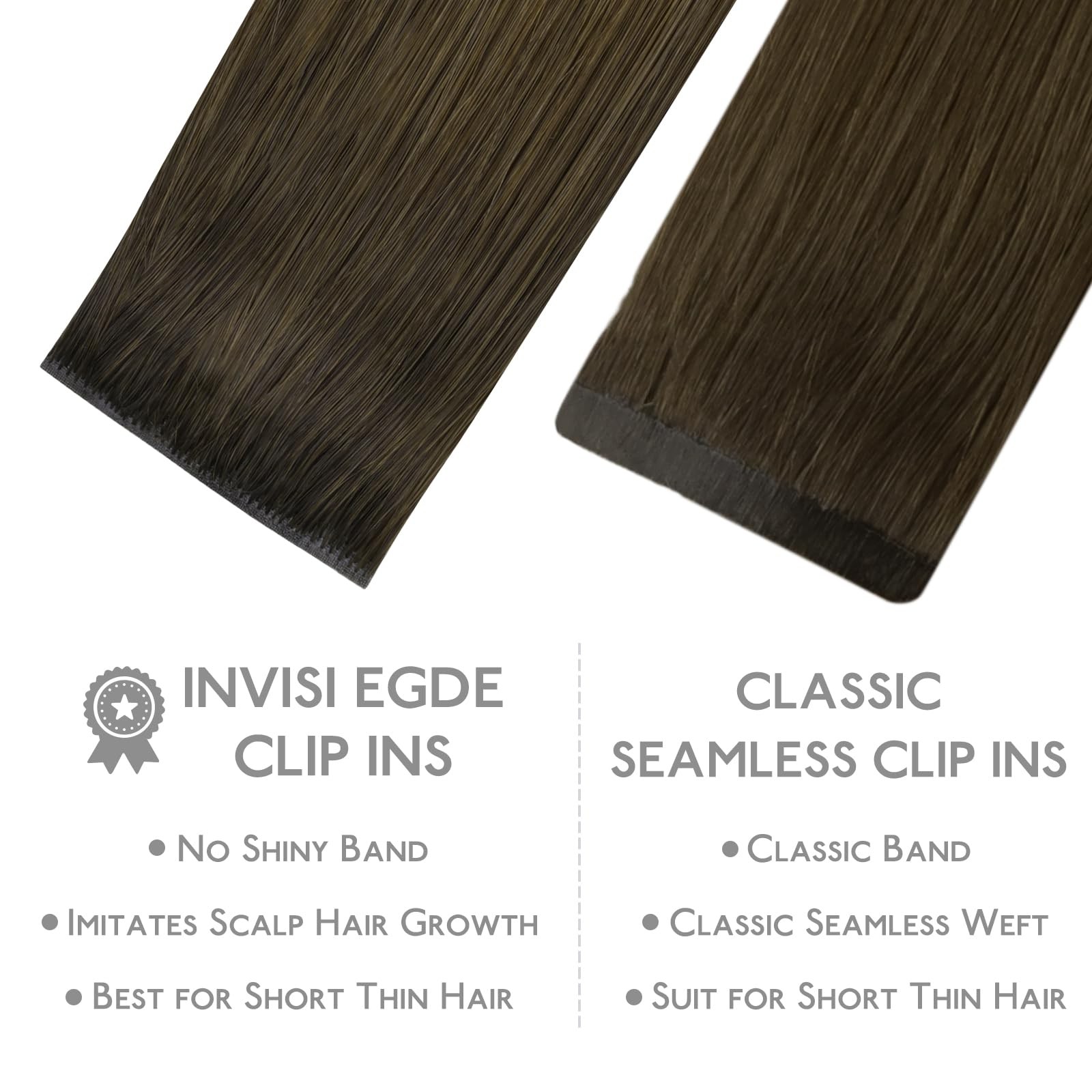 Wennalife Invisi Edge Clip In Hair Extensions Real Human Hair 16 Inch 130G 7Pcs