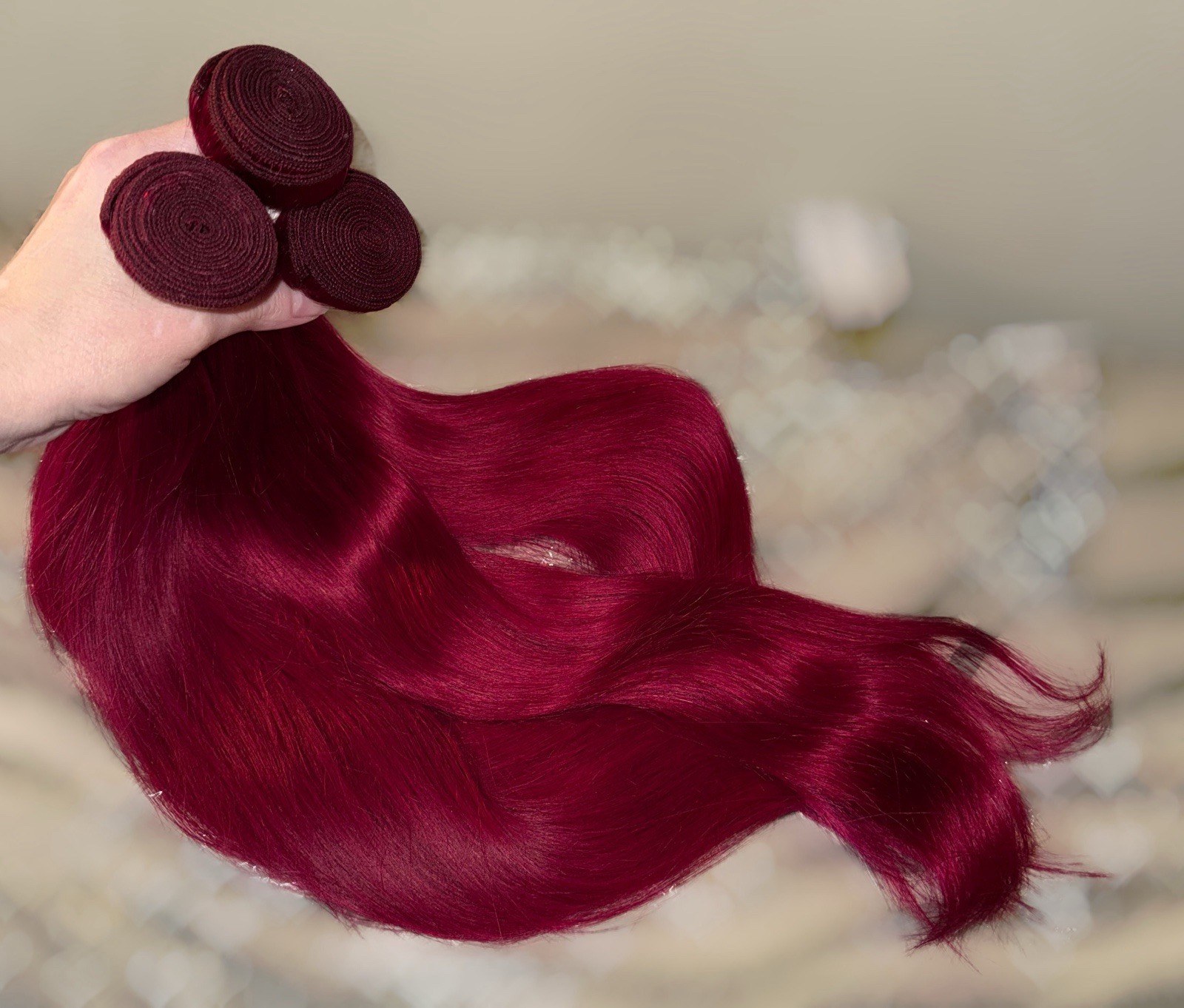 100% 1 Donor Only Human Hair,3 Bundle Pack,Bright,Deep Red, 22,24,26 Inch