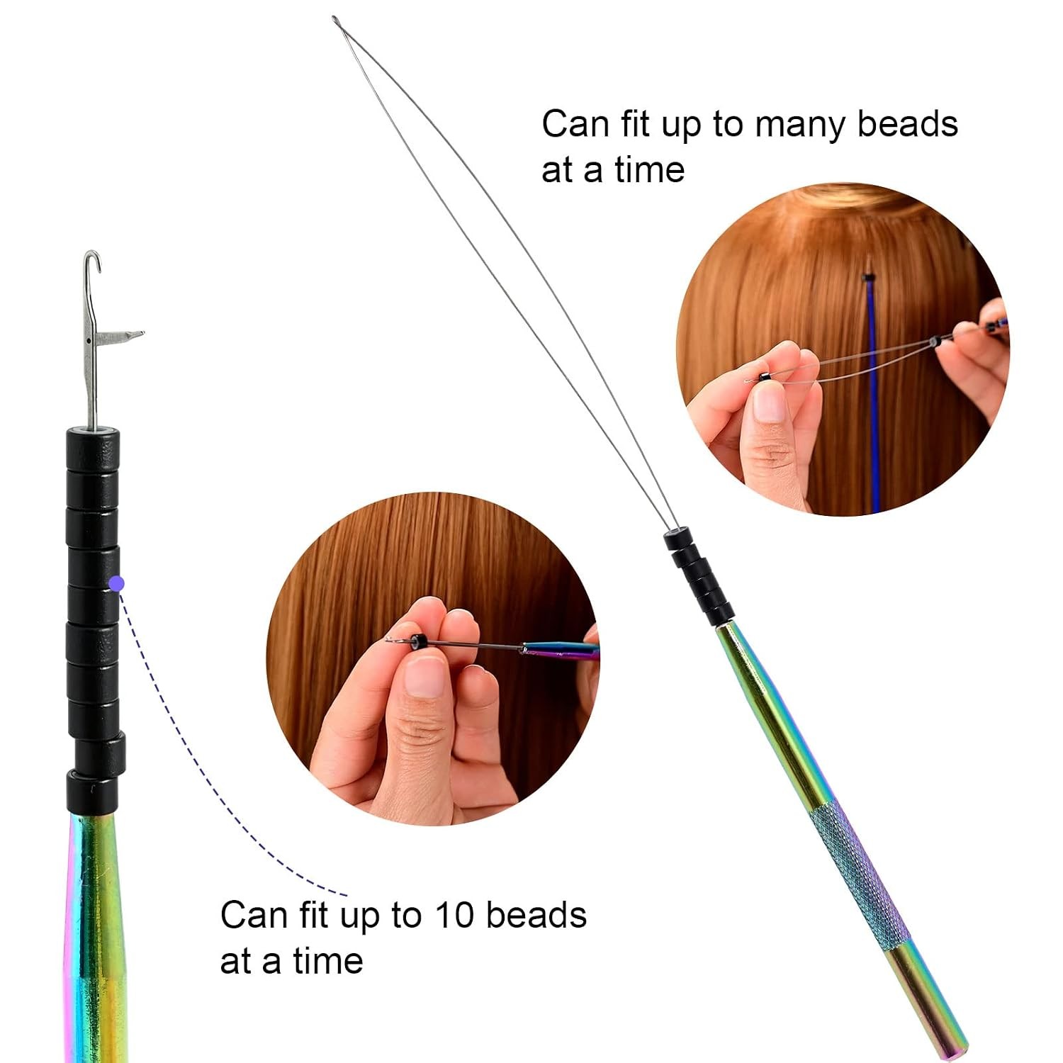 Stainless Steel Hair Extension Tool Kit, Loop Needle Pulling Hook and Threader