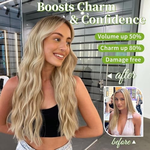 Invisible Wire Hair 20 Inch Beige Blonde mix Lvory Blonde Highlights