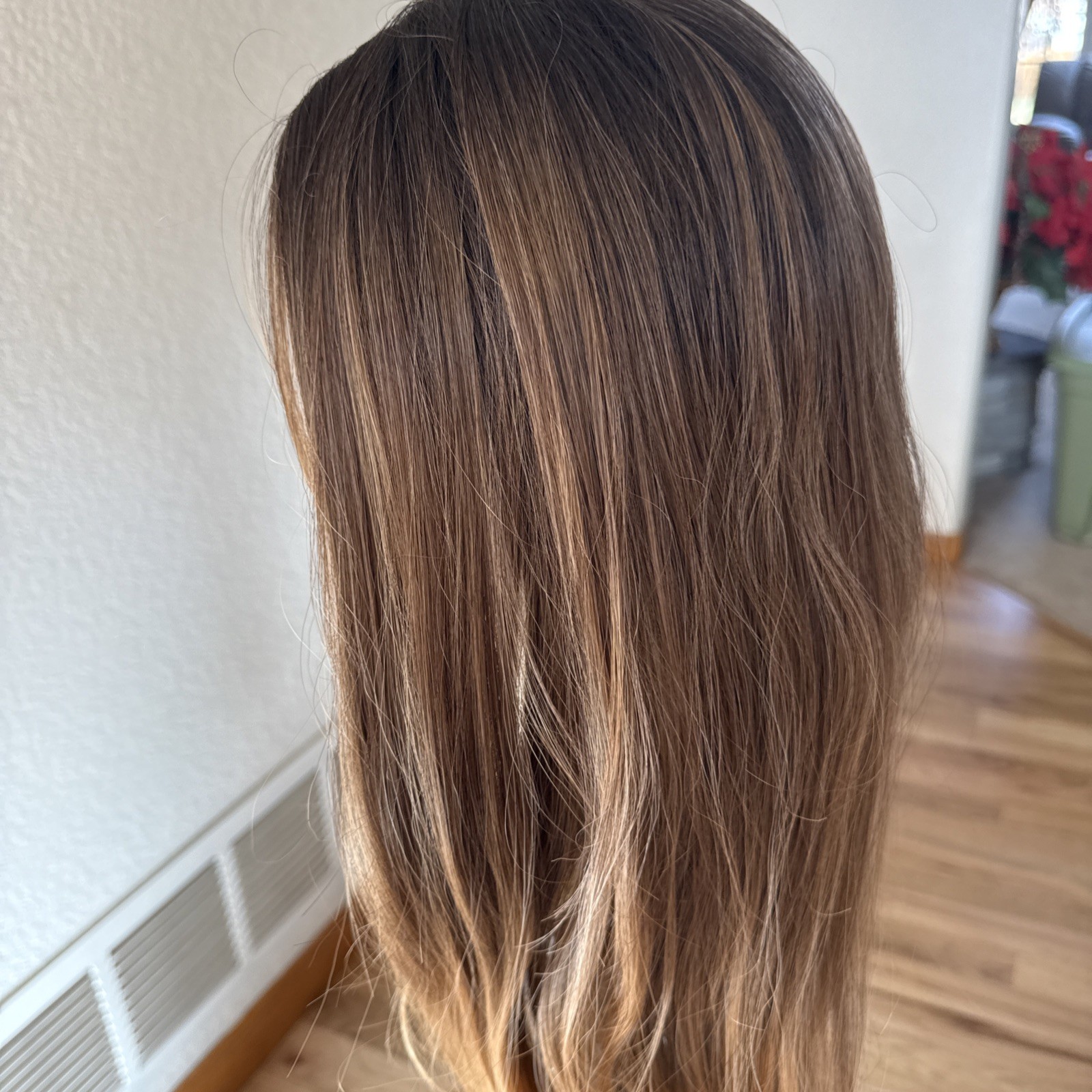 New Trend Wigs 33” Rooted Med Brown With Light Tips Highlights 60