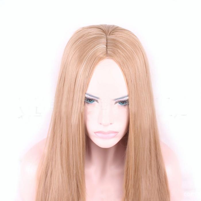 Custom Natural Auburn Strawberry Blonde Long Straight Womens Hair Wig Highlights