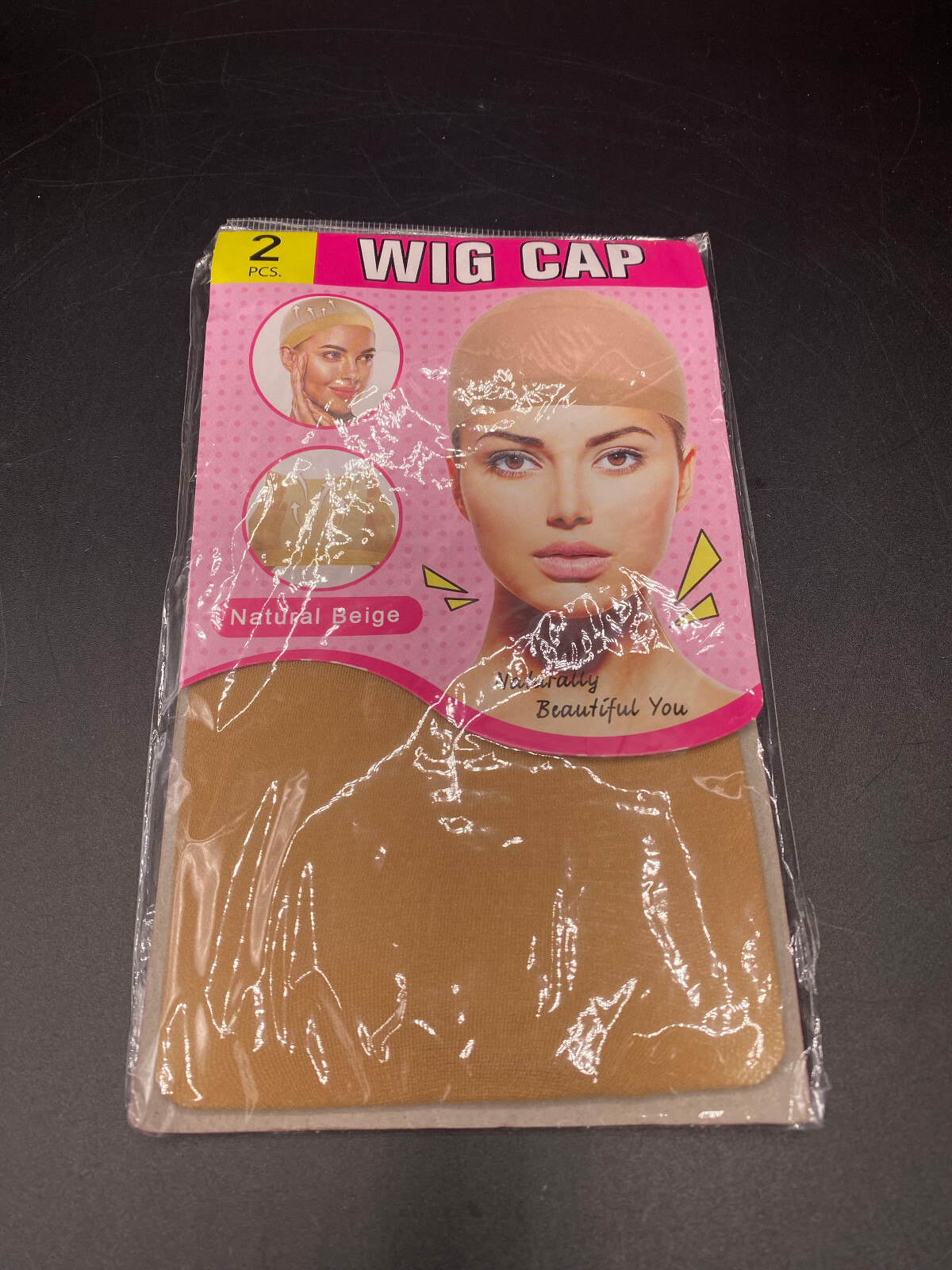 Natural Beige Stocking Wig Cap 2 Pc One Size Fits All Slip-Free Ultra Stretch