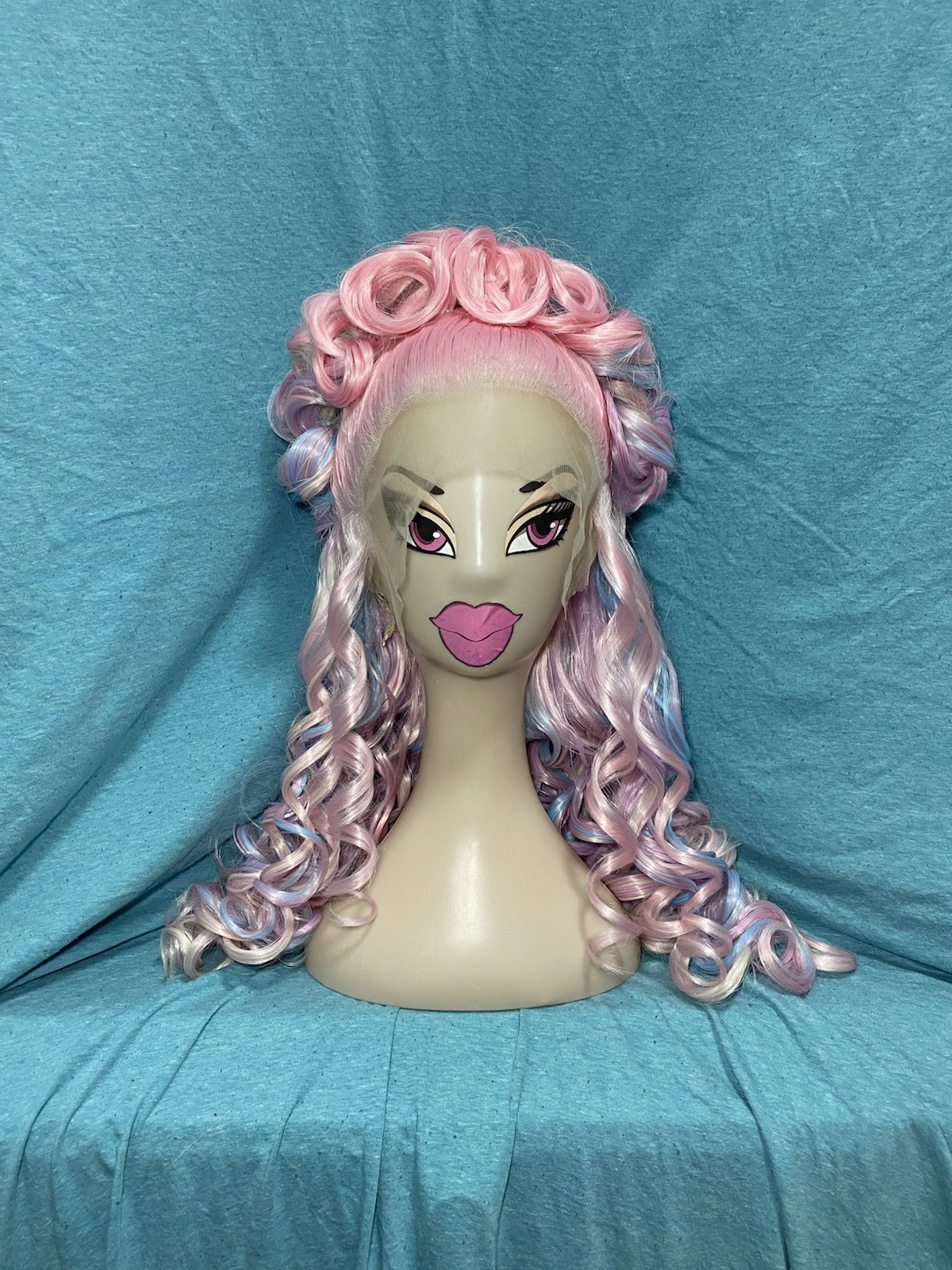 Pink Blue Lavender Spring Easter Inspired Half Up-Do Sexy Styled Drag Queen Wig