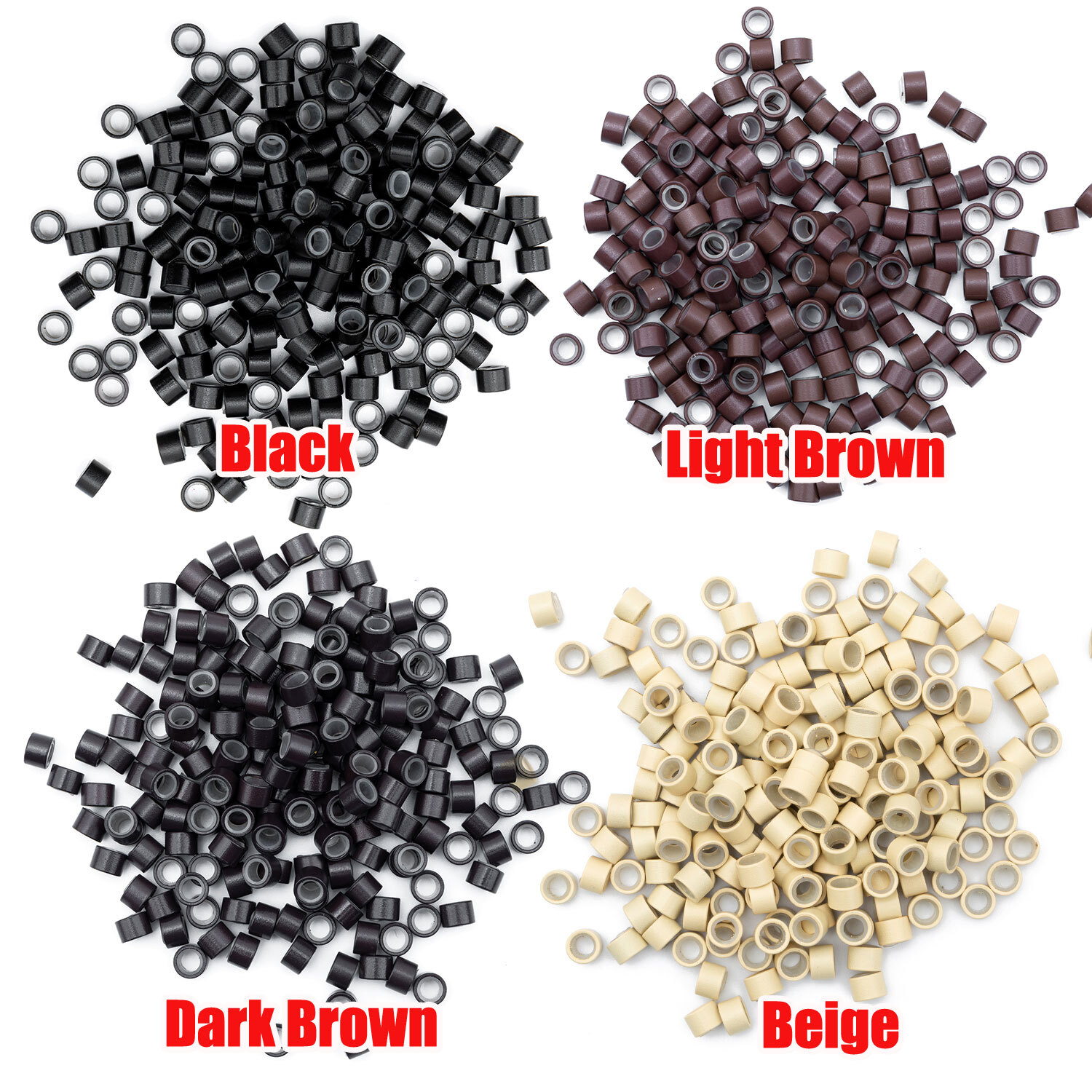 1000PCS Silicone Lined Micro Ring Loop Beads for I Tip Human Hair Extensions USA