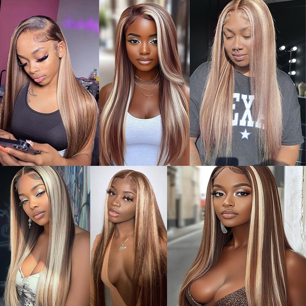Dokksiiia Piano P4/613 Ombre Human Hair Bundles Dark Brown Blonde 8/10/12